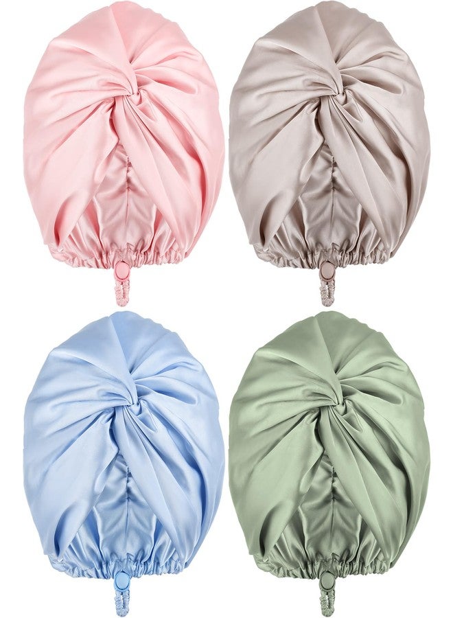 Maiteenly 4 Pcs Silk Satin Bonnet for Sleeping Double Layer Hair Wrap Night Sleep Cap Turban for Women Gift Long Curly Straight Hair(Light Color) - Image 1